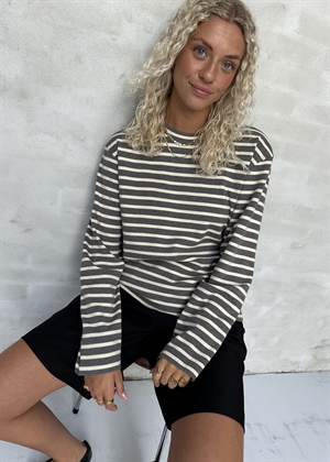 Nete stripe bluse Grey Melange/Offwhite Boii Studios 